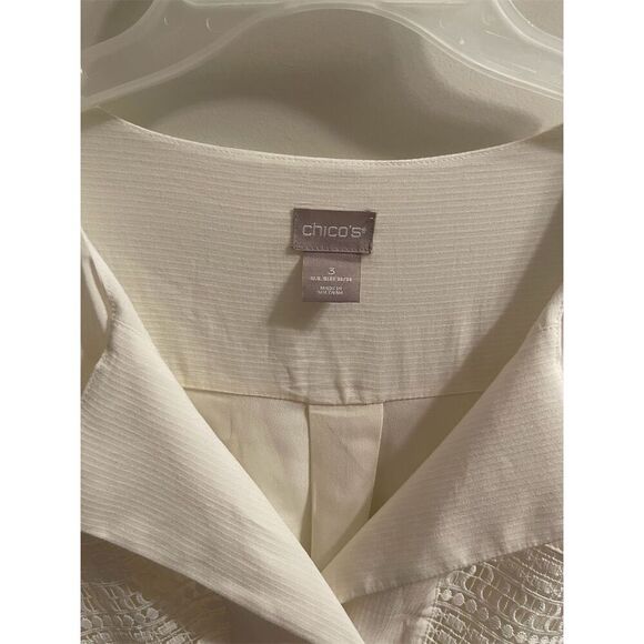 Chicos Women's Ivory Lace-Trim Collared Blouse Size S Long Sleeve - Picture 10 of 11